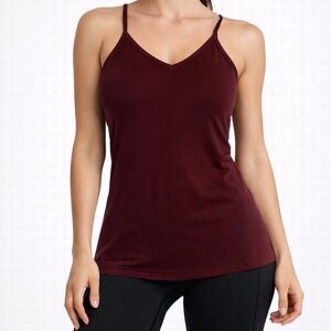 Lululemon Maroon Built-In Bra Tank Top Size 4 (Small) | Strappy Back Yoga Tank
